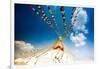 Prayer flags and Buddhist stupa at Bouddha (Boudhanath), UNESCO World Heritage Site, Kathmandu, Nep-Laura Grier-Framed Photographic Print