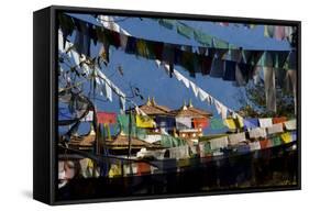 Prayer Flags and Chortens at Dochu La, Bhutan-Howie Garber-Framed Stretched Canvas