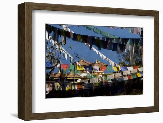 Prayer Flags and Chortens at Dochu La, Bhutan-Howie Garber-Framed Photographic Print