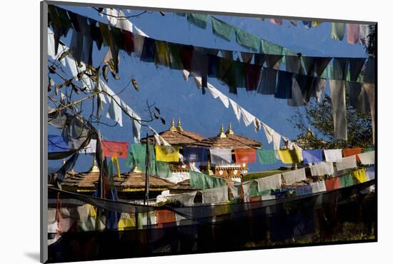 Prayer Flags and Chortens at Dochu La, Bhutan-Howie Garber-Mounted Photographic Print