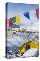 Prayer Flags and the Everest Base Camp at the End of the Khumbu Glacier That Lies at 5350M-Alex Treadway-Stretched Canvas