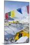 Prayer Flags and the Everest Base Camp at the End of the Khumbu Glacier That Lies at 5350M-Alex Treadway-Mounted Photographic Print