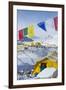 Prayer Flags and the Everest Base Camp at the End of the Khumbu Glacier That Lies at 5350M-Alex Treadway-Framed Photographic Print