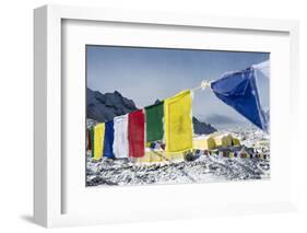 Prayer Flags and the Everest Base Camp at the End of the Khumbu Glacier That Lies at 5350M-Alex Treadway-Framed Photographic Print