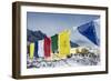 Prayer Flags and the Everest Base Camp at the End of the Khumbu Glacier That Lies at 5350M-Alex Treadway-Framed Photographic Print