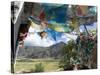 Prayer Flags and View Over Cultivated Fields, Yumbulagung Castle, Tibet, China-Ethel Davies-Stretched Canvas