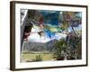 Prayer Flags and View Over Cultivated Fields, Yumbulagung Castle, Tibet, China-Ethel Davies-Framed Photographic Print