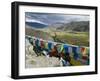 Prayer Flags and View Over Cultivated Fields, Yumbulagung Castle, Tibet, China-Ethel Davies-Framed Photographic Print