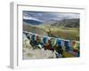 Prayer Flags and View Over Cultivated Fields, Yumbulagung Castle, Tibet, China-Ethel Davies-Framed Photographic Print