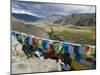 Prayer Flags and View Over Cultivated Fields, Yumbulagung Castle, Tibet, China-Ethel Davies-Mounted Photographic Print