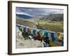 Prayer Flags and View Over Cultivated Fields, Yumbulagung Castle, Tibet, China-Ethel Davies-Framed Photographic Print