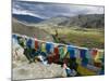 Prayer Flags and View Over Cultivated Fields, Yumbulagung Castle, Tibet, China-Ethel Davies-Mounted Photographic Print