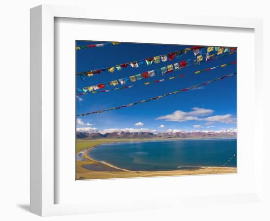 Prayer Flags at Nam Tso Lake, Central Tibet-Michele Falzone-Framed Photographic Print