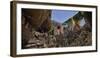 Prayer flags at the entrance of Chhungsi Cave, Mustang District, Gandaki Pradesh, Nepal-Panoramic Images-Framed Photographic Print