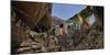 Prayer flags at the entrance of Chhungsi Cave, Mustang District, Gandaki Pradesh, Nepal-Panoramic Images-Mounted Photographic Print