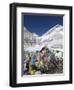 Prayer Flags at the Everest Base Camp Sign, Sagarmatha National Park, Himalayas-Christian Kober-Framed Photographic Print