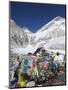 Prayer Flags at the Everest Base Camp Sign, Sagarmatha National Park, Himalayas-Christian Kober-Mounted Photographic Print