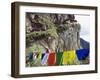 Prayer Flags at the Tigers Nest (Taktsang Goemba), Paro Valley, Bhutan, Asia-Christian Kober-Framed Photographic Print