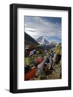 Prayer Flags, Everest Base Camp Trail, Peak of Ama Dablam, Nepal-David Noyes-Framed Photographic Print