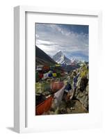 Prayer Flags, Everest Base Camp Trail, Peak of Ama Dablam, Nepal-David Noyes-Framed Photographic Print