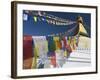 Prayer Flags Flutter from the Apex of Bodnath Stupa, Kathmandu, Nepal-Christopher Bettencourt-Framed Photographic Print