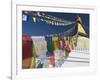 Prayer Flags Flutter from the Apex of Bodnath Stupa, Kathmandu, Nepal-Christopher Bettencourt-Framed Photographic Print