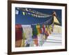 Prayer Flags Flutter from the Apex of Bodnath Stupa, Kathmandu, Nepal-Christopher Bettencourt-Framed Photographic Print