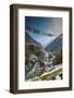 Prayer flags from bridge with Mt. Ama Dablam in background.-Lee Klopfer-Framed Photographic Print