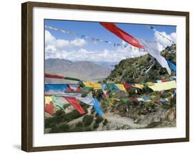 Prayer Flags, Ganden Monastery, Near Lhasa, Tibet, China-Ethel Davies-Framed Photographic Print