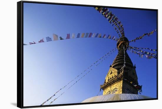 Prayer Flags Hanging from Swayambhunath Stupa-Paul Souders-Framed Stretched Canvas