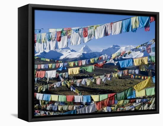 Prayer Flags, Himalayas, Tibet, China-Ethel Davies-Framed Stretched Canvas
