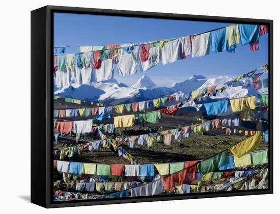 Prayer Flags, Himalayas, Tibet, China-Ethel Davies-Framed Stretched Canvas