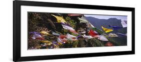 Prayer Flags in Front of a Monastery on a Mountain, Taktshang, Paro Valley, Bhutan-null-Framed Photographic Print