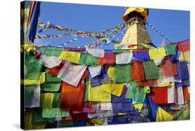 Prayer Flags in Front of Boudha (Bodhnath) (Boudhanath) Tibetan Stupa in Kathmandu-Simon Montgomery-Stretched Canvas