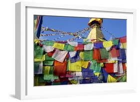 Prayer Flags in Front of Boudha (Bodhnath) (Boudhanath) Tibetan Stupa in Kathmandu-Simon Montgomery-Framed Photographic Print