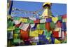 Prayer Flags in Front of Boudha (Bodhnath) (Boudhanath) Tibetan Stupa in Kathmandu-Simon Montgomery-Mounted Photographic Print