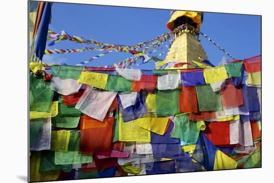 Prayer Flags in Front of Boudha (Bodhnath) (Boudhanath) Tibetan Stupa in Kathmandu-Simon Montgomery-Mounted Photographic Print