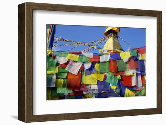 Prayer Flags in Front of Boudha (Bodhnath) (Boudhanath) Tibetan Stupa in Kathmandu-Simon Montgomery-Framed Photographic Print