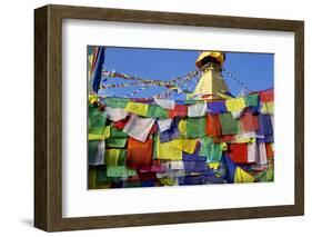 Prayer Flags in Front of Boudha (Bodhnath) (Boudhanath) Tibetan Stupa in Kathmandu-Simon Montgomery-Framed Photographic Print