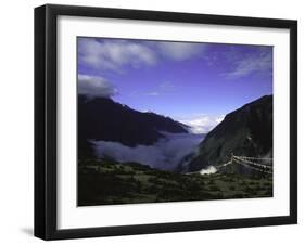 Prayer Flags in Mountains, Nepal-Michael Brown-Framed Photographic Print