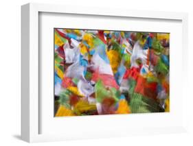 Prayer flags in Simila Mountain, Gyantse County, Tibet, China-Keren Su-Framed Photographic Print