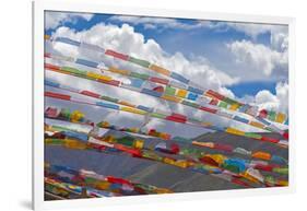 Prayer flags in Simila Mountain, Gyantse County, Tibet, China-Keren Su-Framed Photographic Print