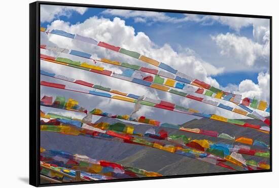 Prayer flags in Simila Mountain, Gyantse County, Tibet, China-Keren Su-Framed Stretched Canvas