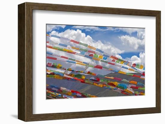 Prayer flags in Simila Mountain, Gyantse County, Tibet, China-Keren Su-Framed Photographic Print