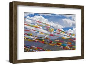 Prayer flags in Simila Mountain, Gyantse County, Tibet, China-Keren Su-Framed Photographic Print