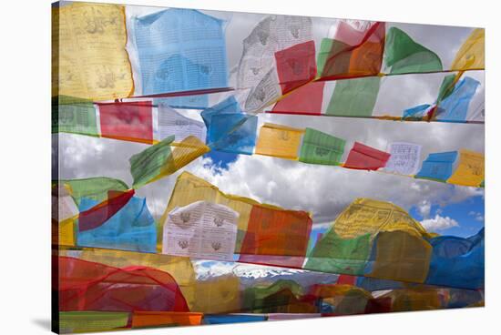 Prayer flags in the Himalayas, Mt. Everest National Nature Reserve, Shigatse Prefecture, Tibet-Keren Su-Stretched Canvas