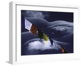 Prayer Flags Infront of Clouds, Nepal-Michael Brown-Framed Premium Photographic Print