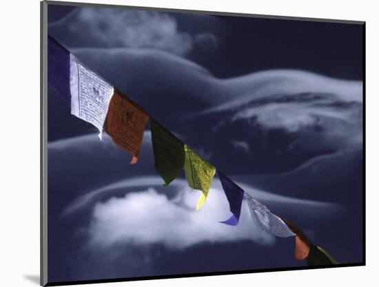 Prayer Flags Infront of Clouds, Nepal-Michael Brown-Mounted Photographic Print