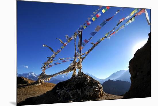 Prayer flags, Mustang, Nepal, Himalayas, Asia-null-Mounted Photographic Print