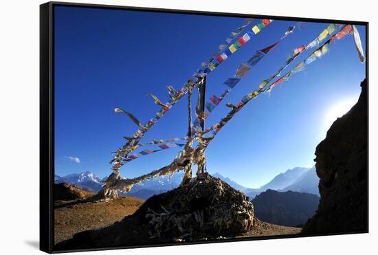 Prayer flags, Mustang, Nepal, Himalayas, Asia-null-Framed Stretched Canvas